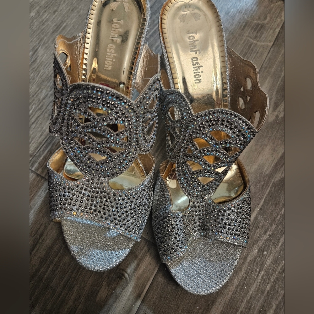 Women's Silver Embellished Heels